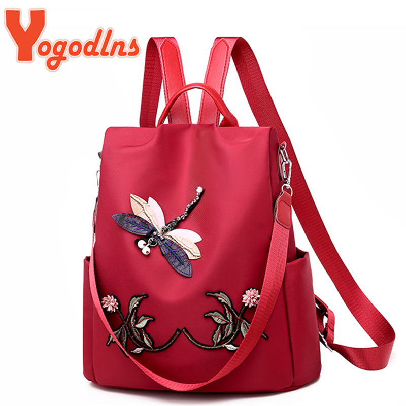 Laptop Bag Waterproof - Yogodlns 패션 자수 배낭 여성 방수