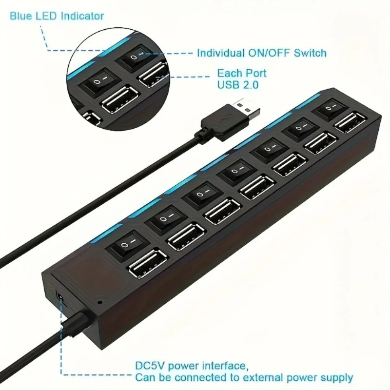 USB 2.0 허브 4/7 포트 분배기 전원 어댑터(O - Laptop Accessories For Programmers 리뷰 및 가격